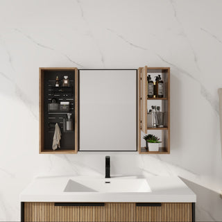 41.6" Wall Mounted Bathroom Cabinet With Soft Close Door, Storage Cabinet Featuring - Imitative Oak