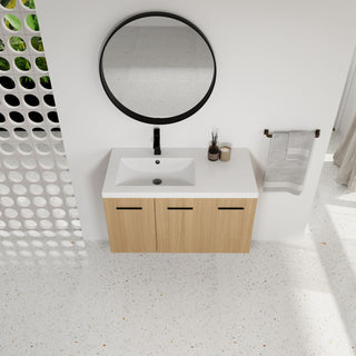 Wall Mounted Floating Bathroom Vanity With Sink, 3 Door Modular Cabinet