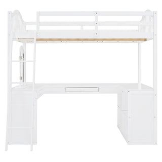 Loft Bed With Drawers, Cabinet, Shelves With Desk
