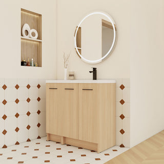 Wall Mounted Floating Bathroom Vanity With Sink, 3 Door Modular Cabinet