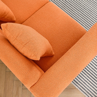 Oversized L - Shaped Corner Sofa, 5 Seater Sectional With 3 Cushions, Living Room Furniture - Orange