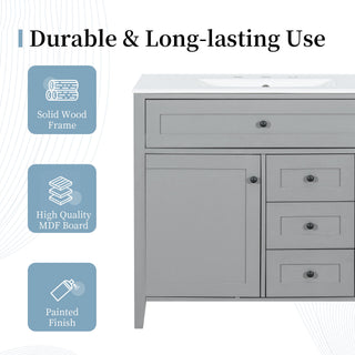 Bathroom Vanity With Sink, Cabinet With 3 Drawers And Adjustable Shelf