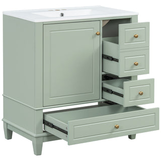 Freestanding Bathroom Vanity With Sink, Soft Close Door, 3 Drawers