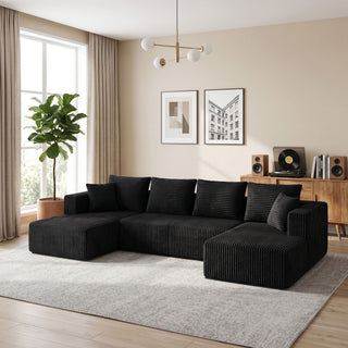 U-Shaped Modular Sectional Sofa With Double Chaise, Oversized Deep Seat For Living Room