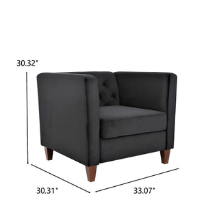 Button Tufted Accent Chair, Square Arms