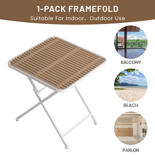 4 Piece Set Of Color Block Designed Single Chairs & Folding Square Table - Haze Green / Khaki / White