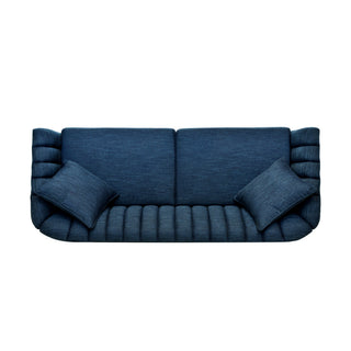 Contemporary 3 Seater Sofa With Button Tufted Design - Navy Blue