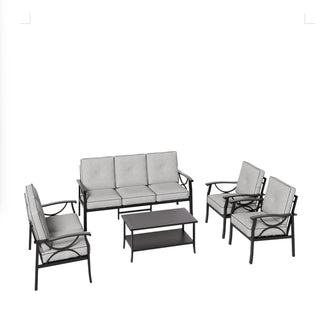 Patio Furniture Set & Coffee Table And Cushions For Backyard