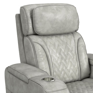 Prime Time - P3 Recliner With 7 Colors Led, Cup Holders And Wireless Charger Controller - Leather Gel Light Gray