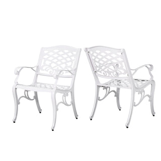 Unravel - Outdoor Arm Chair With Scroll Design And Floral Accents (Set of 2) - White