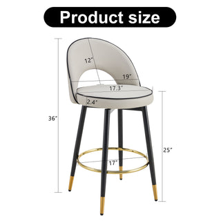 Modern Upholstered 360° Rotatable Bar Chair With Metal Legs For Dining Room (Set of 2)