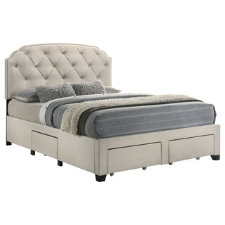 4 Drawer Upholstered Storage Bed With Button Tufting