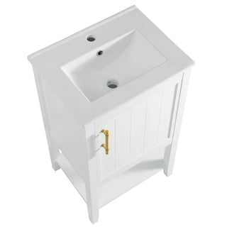Modern Bathroom Vanity With Sink, Soft-Closing Door And Open Shelf