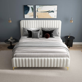 Valery - Queen Size Platform Bed - Cream