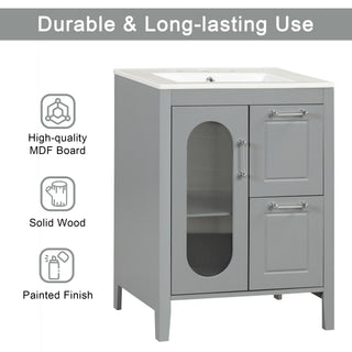 Modern Bathroom Vanity With Sink, Cabinet With 2 Drawers And Door, Adjustable Shelf