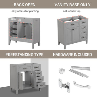 Modern Bathroom Vanity Base Only, 2 Doors And 3 Drawers