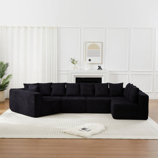 L - Shaped Modular Sofa With Deep Seat And 11 Pillows