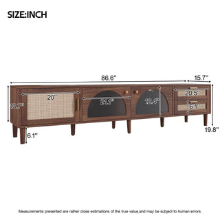 TV Stand For TVs Up To 90", Media Console With App Controlled LED Lights, 2 Drawers & Door Storage - Dark Brown