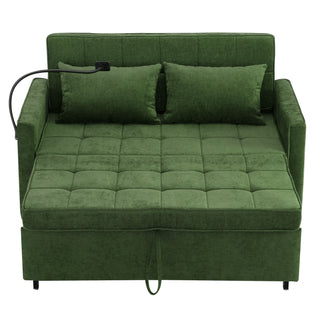 Loveseat Sofa Bed Sleeper With Reversible Backrest, Side Pockets, USB Ports, Phone Holder