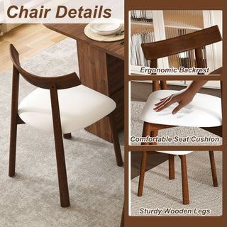 Dining Set With 4 Chairs, Table With Drawers & Open Shelf - Walnut