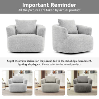 360° Swivel Barrel Sofa Chair With Throw Pillow, Upholstered Accent Chair