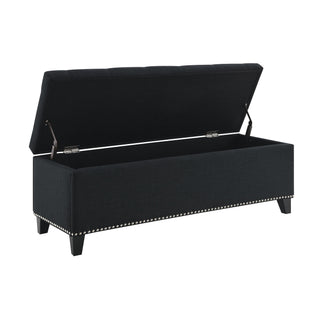 Button-Tufted Storage Ottoman With Safety Close Hinge