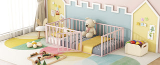 Metal Floor Bed Frame With Fence And Door
