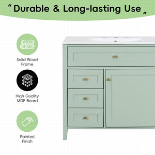 Bathroom Vanity With Sink, 3 Drawers & Cabinet With Adjustable Shelves