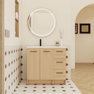 Wall Mounted Floating Bathroom Vanity With Sink, Door & Drawers Modular Cabinet