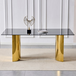 Rectangular Dining Table - Gold / Black