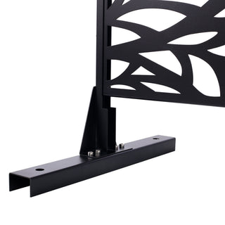 Outdoor & Indoor Privacy Screen Metal Privacy Screen, Freestanding Decorative Privacy Screen For Deck Balcony Patio - Black