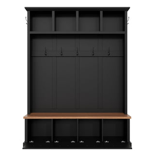 Hall Tree With Storage Bench Mudroom Coat Rack With 6 Hooks