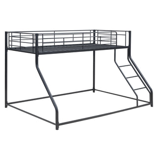 Metal Floor Bunk Bed With Sloped Ladder, Space Saving Design