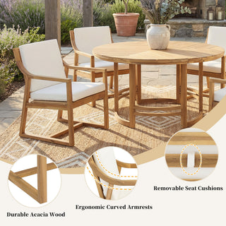 5 Piece Outdoor Dining Set, Patio Table And Chairs With Umbrella Hole