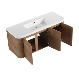 Wall Mounted Bathroom Vanity With Sink, 3 Soft Close Doors