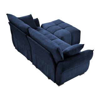 Sofa Set With Ottoman And Pillows, Textured, High Resilience Cushions