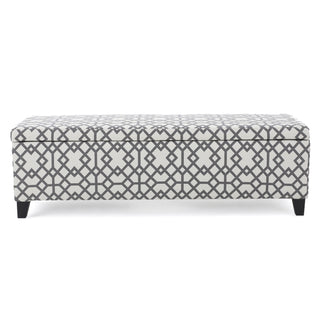 Quotient - Upholstered Storage Ottoman With Tapered Block Feet - Gray / White