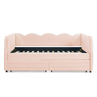 Gingham Daybed With USB Charging Port, Wave-Shaped Design