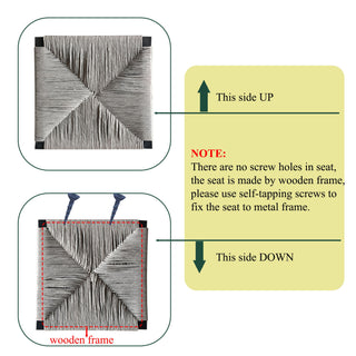 Bar Stools Paper Rope Weave Dining Chairs With Back Hand Weave Stools For Kichen Island, Bar & Counter (Set of 2)
