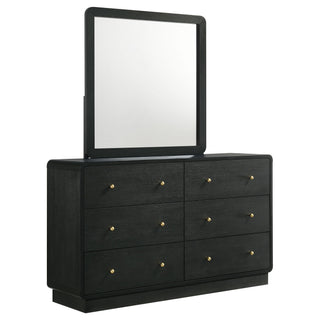 Burton - 6 Drawer Dresser With Mirror - Black