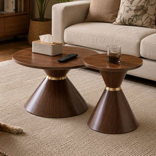 2 Piece Round Coffee Table Set For Living Room