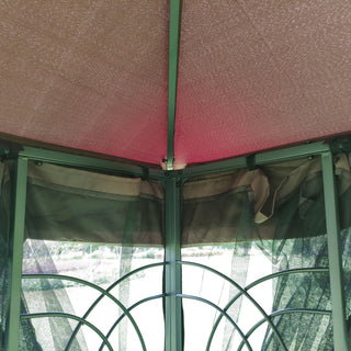13 0 Outdoor Patio Gazebo Canopy Tent With Ventilated Double Roof And Mosquito Net (Detachable Mesh Screen On All Sides) Suitable For Lawn Garden Backyard And Deck Top - Brown