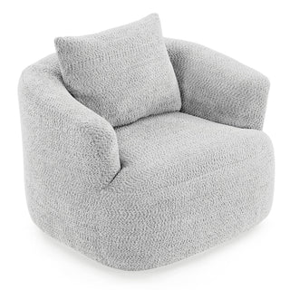 360° Swivel Barrel Sofa Chair With Throw Pillow, Upholstered Accent Chair