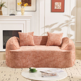 Curved 2 Person Compress Sofa With Armrests, Includes Pillows