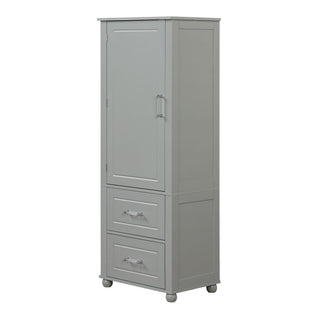 Tall Freestanding Bathroom Storage Cabinet With 2 Drawers And Adjustable Shelf