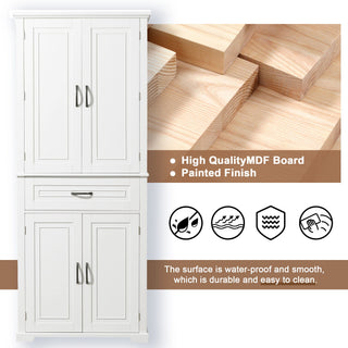 Bathroom Storage Cabinet With Doors And Drawer, Adjustable Shelf