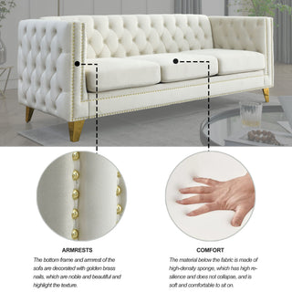 Modern Sofa With Button Tufting, Upholstered Couch For Living Room