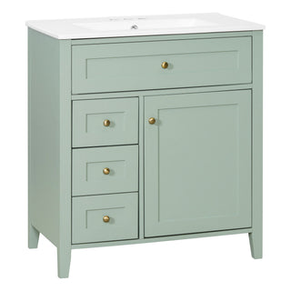 Bathroom Vanity With Sink, 3 Drawers And Adjustable Shelf, Freestanding Storage Unit