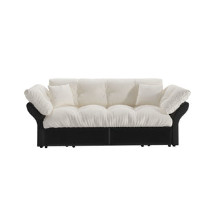 Queen Pull Out, 3 In 1 Convertible Sleeper Tufted Sofa & 2 Soft Pillows