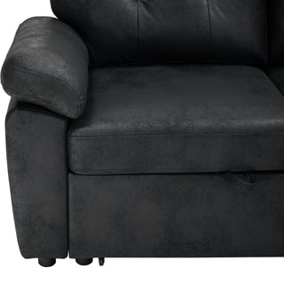 Convertible L - Sectional Sofa Bed With Storage Chaise And Padded Armrests